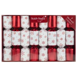 Clearance Christmas Forever CHRISTMAS CRACKER DLX 8PCX8.5″ WHITE W/ RED SNOWFLAKE PRINT