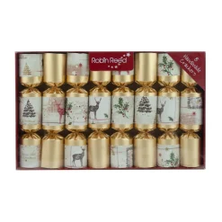 Hot Christmas Forever CHRISTMAS CRACKER DLX 8PCX8.5″ GOLD/WHITE WITH REINDEER PRINT