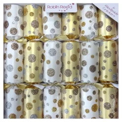New Christmas Forever CHRISTMAS CRACKER PREMIUM 6PCX12″ SNOWFLAKES WHT/GLD W/ PICCADILLY GIFT INSIDE