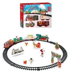 Outlet Christmas Forever CHRISTMAS TRAIN SET W/MOVEMENT, MUSIC, SOUND, LIGHTS & SMOKE 21PCS – B/O 30.5″x30.5″