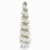 Discount Christmas Forever CONE TREE 20″ WHITE BERRIES SPIRAL W/ GOLD GLITTER