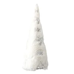 Sale Christmas Forever CONE TREE FUR FABRIC 16″ WITH SILVER SNOWFLAKE