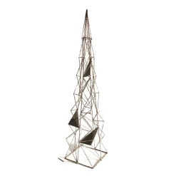 New Christmas Forever CONE TREE GEOMETRIC WIRE 31.5″ W/ MIRROR & CHAMPAGNE GLITTER