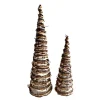 New Christmas Forever CONE TREE NATURAL/WHITE ROPE 15.5″/23.5″ WITH GLITTER SET OF 2