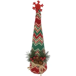 Sale Christmas Forever CONE TREE PLUSH 11″ W/ SNOWFLAKE, BERRIES & NEEDLE PINE RED/GREEN