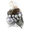 Christmas Forever CRAFT BAG 5″X6″ SILVER BERRIES & BELLS W/ PINE CONES