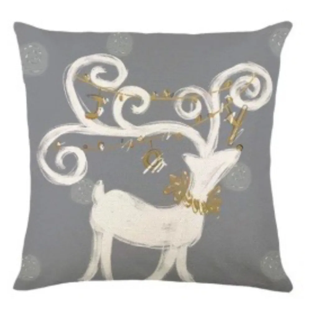 Hot Christmas Forever CUSHION DECORATIVE 16″ X 16″ – REINDEER GRAY/ IVORY