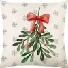 Sale Christmas Forever CUSHION DECORATIVE 16″x16″ – MISTLETOE IVORY/GREEN