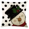Clearance Christmas Forever CUSHION DECORATIVE 16″x16″ – SNOWMAN IVORY/BLACK/RED