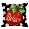 Hot Christmas Forever CUSHION DECORATIVE 16″x16″ “BELIEVE” BLACK/RED/GREEN