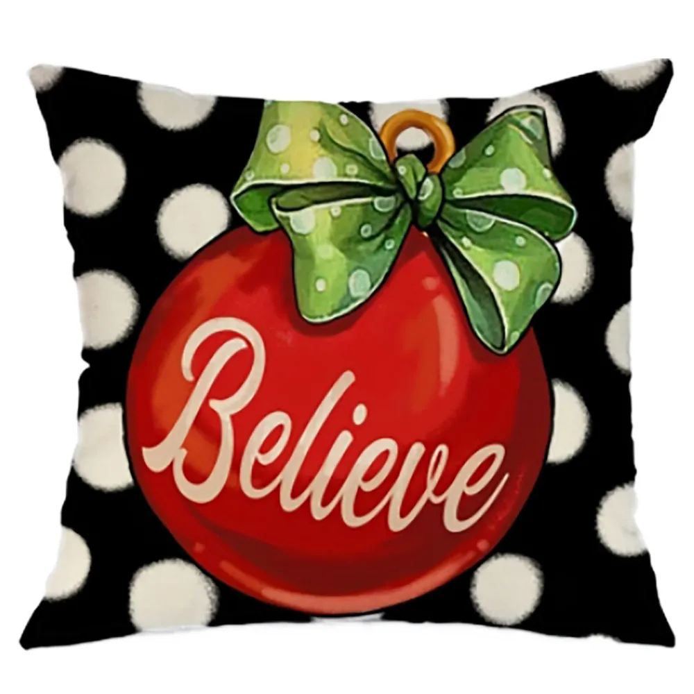 Hot Christmas Forever CUSHION DECORATIVE 16″x16″ “BELIEVE” BLACK/RED/GREEN