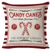 Sale Christmas Forever CUSHION DECORATIVE 16″x16″ “CANDY CANES” IVORY/RED