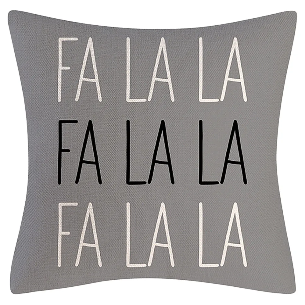 Hot Christmas Forever CUSHION DECORATIVE 16″x16″ “FA LA LA” GRAY/WHITE/BLACK