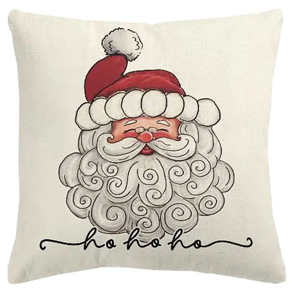 Online Christmas Forever CUSHION DECORATIVE 16″x16″ “HO HO HO” IVORY/RED