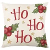 Discount Christmas Forever CUSHION DECORATIVE 16″x16″ “HO HO HO” IVORY/RED/GREEN