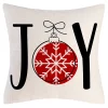 Christmas Forever CUSHION DECORATIVE 16″x16″ “JOY” IVORY/RED/BLACK
