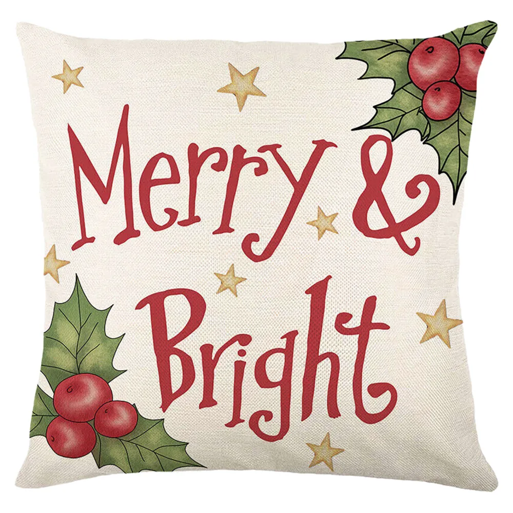 Discount Christmas Forever CUSHION DECORATIVE 16″x16″ “MERRY & BRIGHT” IVORY/RED/GREEN