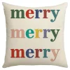 Discount Christmas Forever CUSHION DECORATIVE 16″x16″ “MERRY” IVORY/MULTI