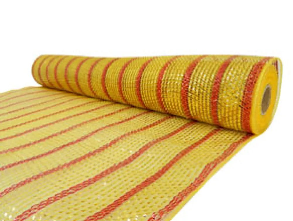 Online Christmas Forever DECOR MESH 21″ X 10 YDS GOLD W/ RED STRIPE