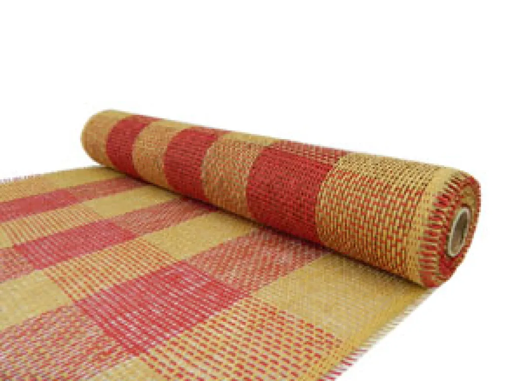 Best Christmas Forever DECOR MESH 21″ X 5 YDS RED/ TAN CHECK BURLAP LOOK