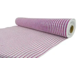 Clearance Christmas Forever DECOR MESH 21″ X 10 YDS WHITE/ FUCHSIA PIN STRIPE