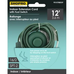Hot Christmas Forever EXT CORD I/D 16/2 12′ FOOT SWITCH GREEN 12PCS
