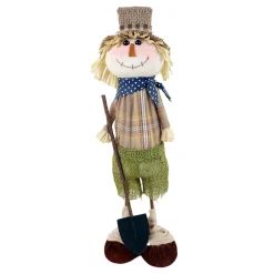 Clearance Christmas Forever FALL SCARECROW 19″ HUSK & BURLAP W/ SHOVEL BROWN/MULTI