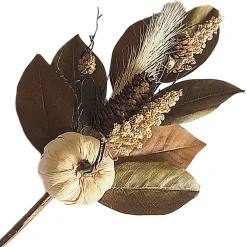 Hot Christmas Forever FALL SPRAY 20″ HEMP PUMPKIN/PINECONE W/ MAGNOLIA LEAF NATURAL