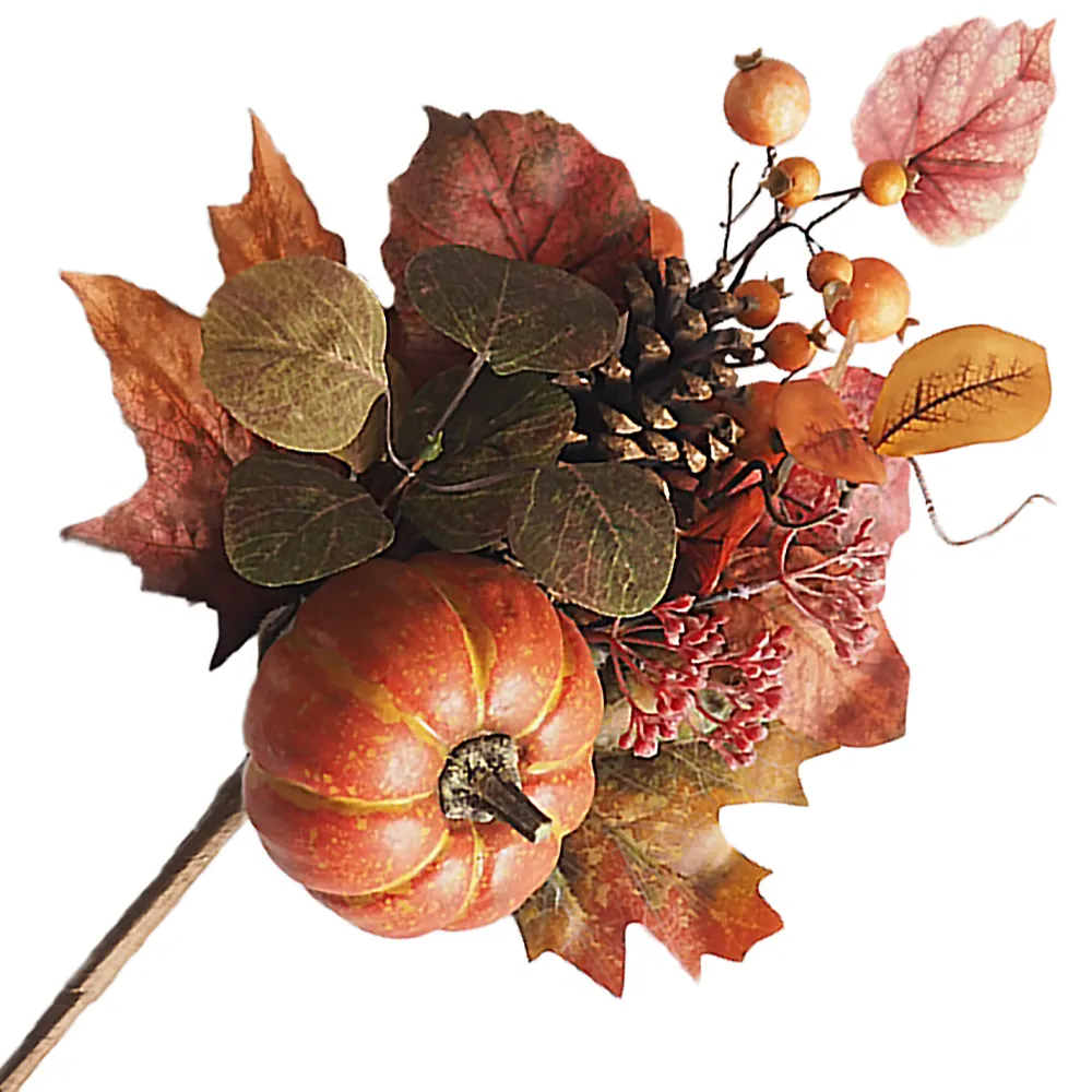 Discount Christmas Forever FALL SPRAY 20″ PUMPKIN/PINECONE/MAPLE LEAVES W/ BERRIES ORANGE/MULTI