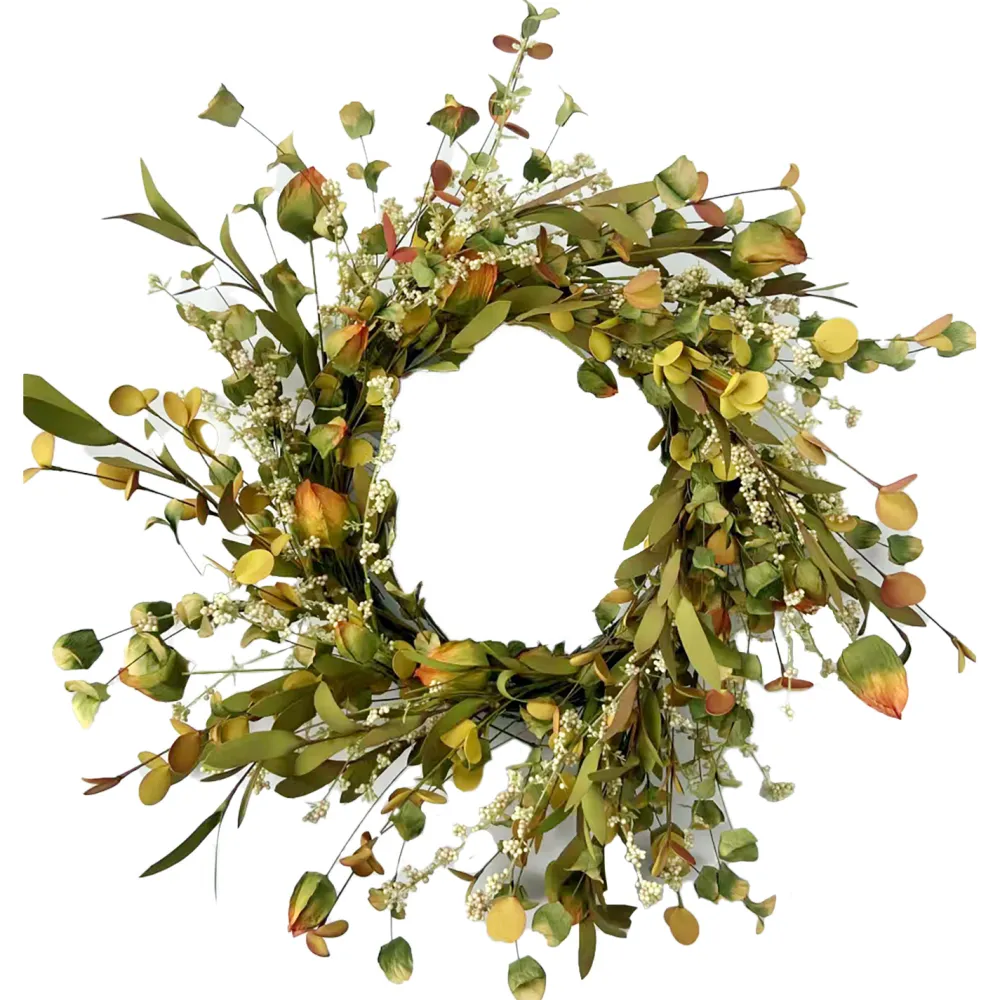 Hot Christmas Forever FALL WREATH MIXED LEAF W/ MINI CLUSTER BERRIES 21.5″ GREEN/MULTI