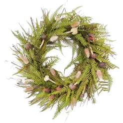 Sale Christmas Forever FALL WREATH MUSHROOMS, FERN LEAF & TWIGS 18” GREEN/MULTI