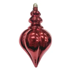 New Christmas Forever FINIAL 150MM/6″ SHINY RED RIBBED