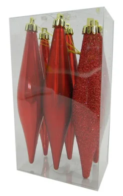 Online Christmas Forever FINIALS BOXED 6PC 140MM RED PEARLIZED /MATT /GLITTER