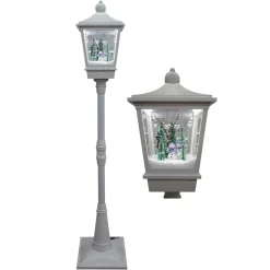 New Christmas Forever FLOOR LANTERN WITH SNOWMAN SNOWING SCENE 74″