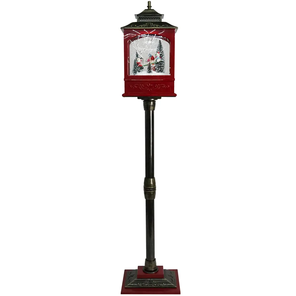 Outlet Christmas Forever FLOOR RETRO STREET LAMP WITH SANTA & SNOWMAN SEE-SAW-SAW SNOWING SCENE 49″