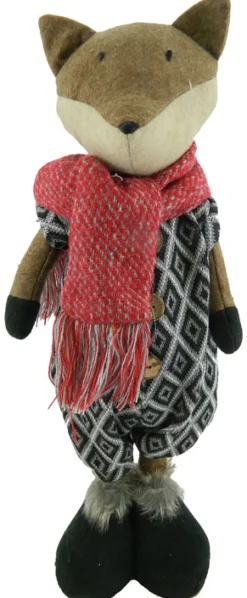 Clearance Christmas Forever FOX PLUSH BROWN 19″ STANDING W/SWEATER & RED SCARF