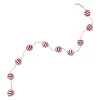 Hot Christmas Forever GARLAND CANDY CANE BALLS 59″ FROSTED RED/WHITE