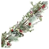 Discount Christmas Forever GARLAND GRN 60″ HOLLY LEAF, MIXED GREENS, RED BERRIES & CONES FROSTED