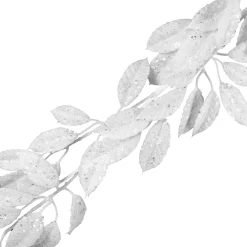 Hot Christmas Forever GARLAND LEAVES 57″ WHITE W/ SILVER GLITTER