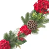 Christmas Forever GARLAND RED HYDRANGEA W/ LOTUS PODS, MIXED GREENS & RED BERRIES