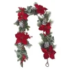 Online Christmas Forever GARLAND RED POINSETTIA 72″ FLOCKED PINE CONE RED/GREEN/WHITE