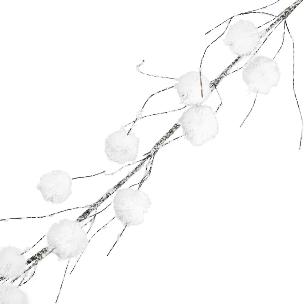 New Christmas Forever GARLAND SNOWBALL 65″ X20 W/ NATURAL FROSTED BRANCH