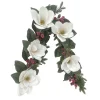 Outlet Christmas Forever GARLAND WHITE MAGNOLIA 60″ W/MIXED GREENS & ICED RED BERRIES