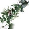 Christmas Forever GARLAND WHITE POINSETTIA 60″ W/ MIXED PINE, HOLLY & SILVER BALLS