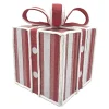 Sale Christmas Forever GIFT BOX CANDY CANE TABLE DECOR 8.5″x11″ RED/WHITE W/ FAUX FAUR TRIM & GLITTER