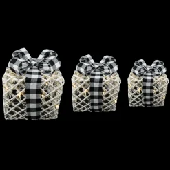 Hot Christmas Forever GIFT BOX SET 6″/8″/10″ HEMP ROPE W/BLK/WHT BOW LED B/O