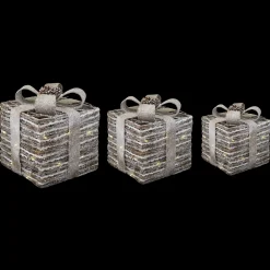 New Christmas Forever GIFT BOX SET 6/8/10″ RATTAN W/ GLITTER LED
