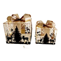 Discount Christmas Forever GIFT BOX WIRE 6″/8″ WITH LED LIGHTS & DECORATION SET OF 2