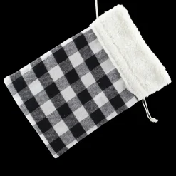 Sale Christmas Forever GIFT SACK BLACK/WHITE PLAID 8″ X 10″ SHERPA CUFF