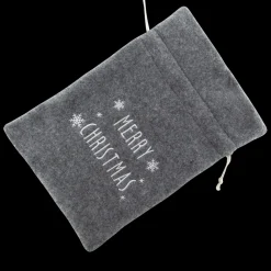 Best Christmas Forever GIFT SACK GRAY FELT 8″ X 10″ W/MERRY CHRISTMAS EMBROIDERY